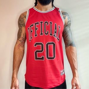 BooHooMAN Mesh Basketball Jersey Shirt, Color: Red/Black, Size XL